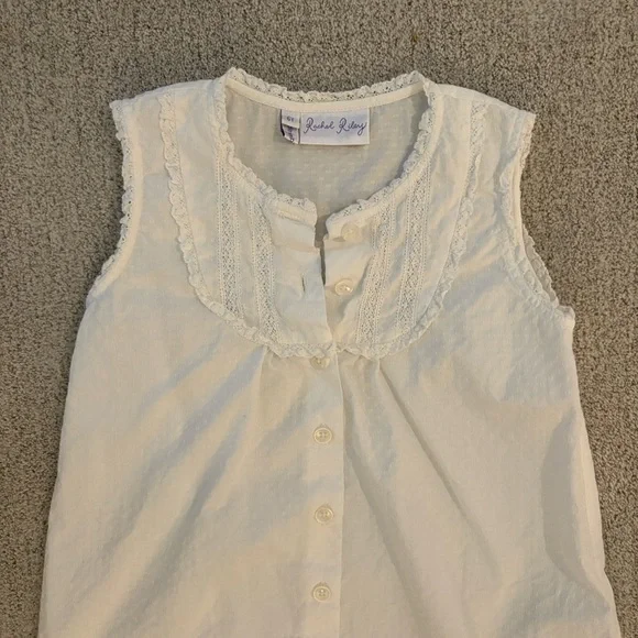 Rachel Riley Lace Trimmed White Sleeveless Top size 6Y - Picture 8 of 8